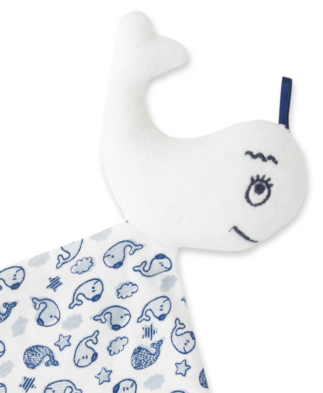 Doudou baleine bleu marine