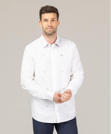 CHEMISE CHEMISIER ML IMPRIME BLANC CLARIUS