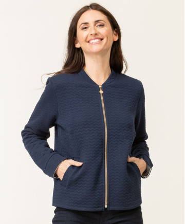 Veste zippée bleu marine Femme