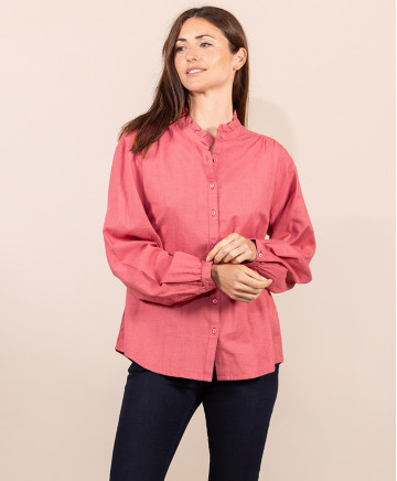 Chemise rose col montant Femme